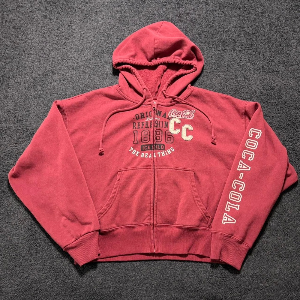 Mad Engine Coca Cola Vintage Style Graphic Red Hoodie size L